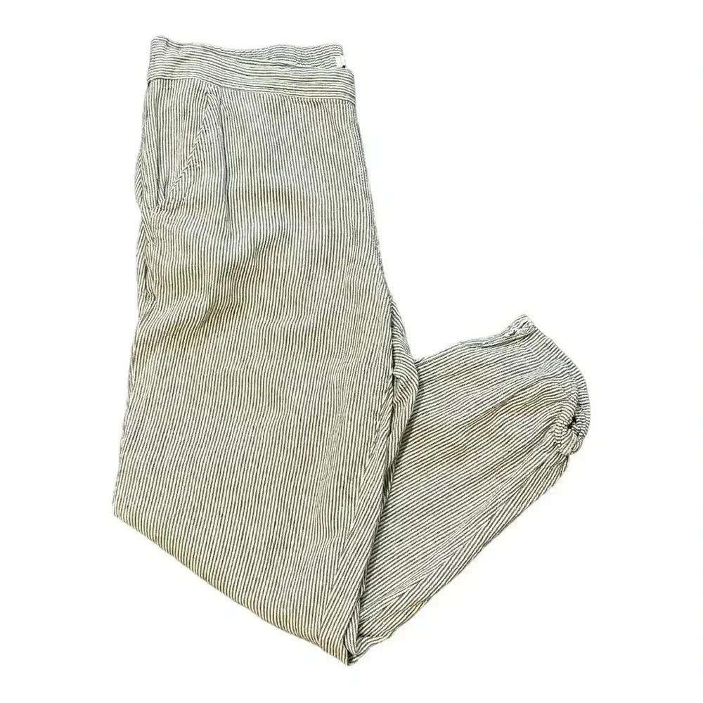 Max Studio size XL grey and white striped linen blend pants - Picture 2 of 9
